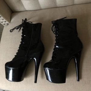 Pleaser zip up high heeled booties!